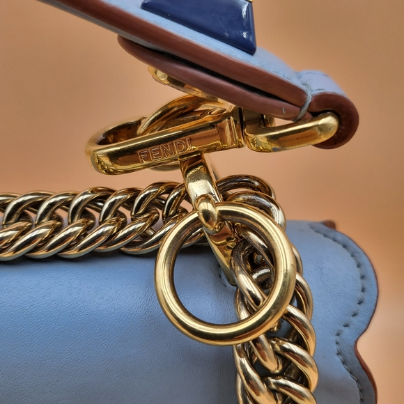 FENDI Vitello Liberty Scalloped Studded Kan Shoulder Crossbody, Authentic w/COA - Picture 3 of 16